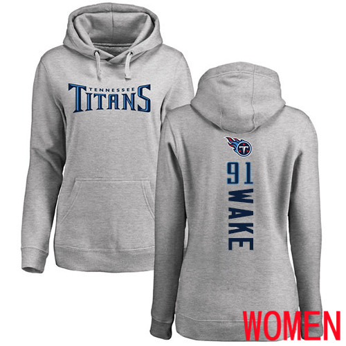 Tennessee Titans Ash Women Cameron Wake Backer NFL Football 91 Pullover Hoodie Sweatshirts